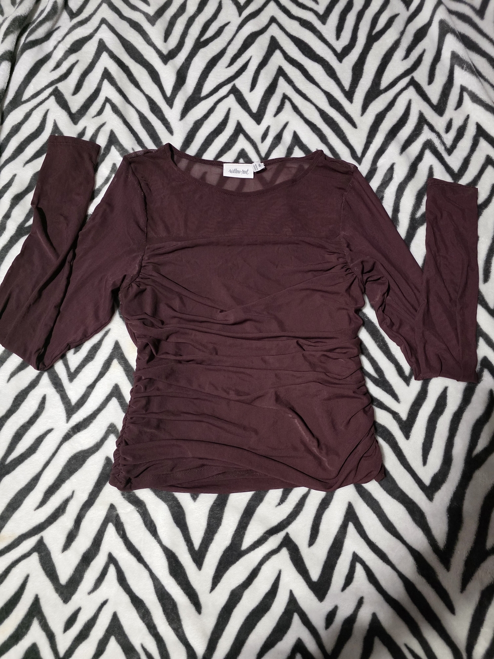 Willow Ruched Long Sleeve Top in Wine
